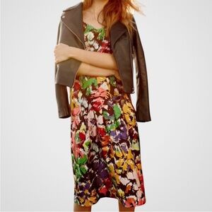 EUC J. Crew Silk Floral Brushstroke Dress Size 2